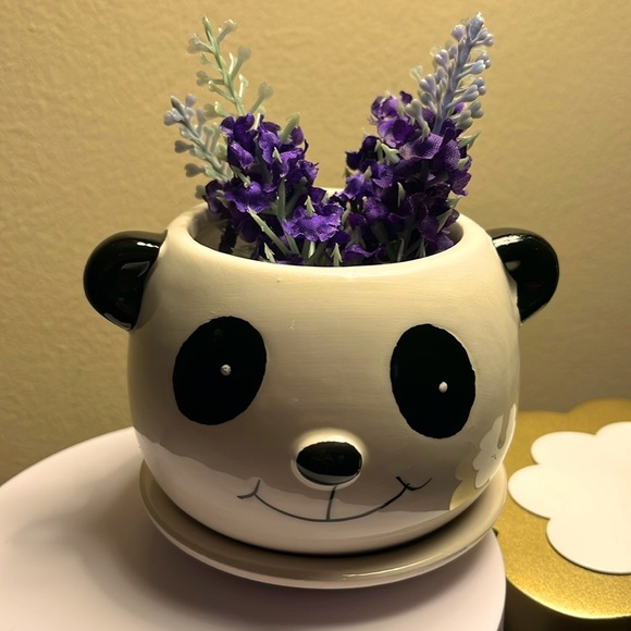 Ceramic Panda Bear Planter Adorable 4”x4” NWT - Picture 1 of 5